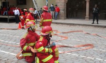 Mini bomberos de  San Jerónimo hicieron gala de sus destrezas