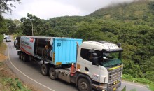  Flota de camiones traslada los tubos para el Gasoducto Sur Peruano