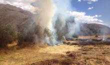 Nuevo incendio forestal amenazó con dañar sitio arqueológico de Ollantaytambo