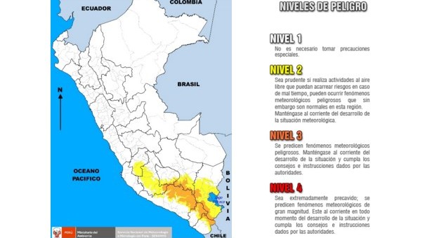 Senamhi advierte descenso de las temperaturas nocturnas en la sierra sur