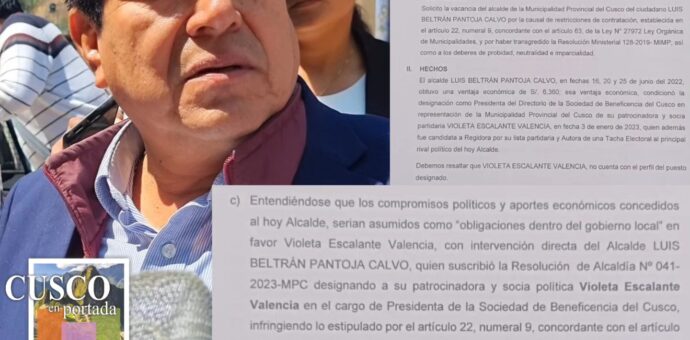 Presentan solicitud de vacancia contra Luis Pantoja Alcalde del Cusco