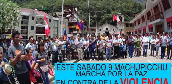 Colectivo de MachuPicchu organiza marcha por la paz, contra la violencia e intolerancia